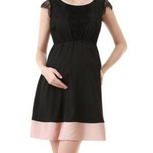 NWT MoMo Maternity black and pink lace dress